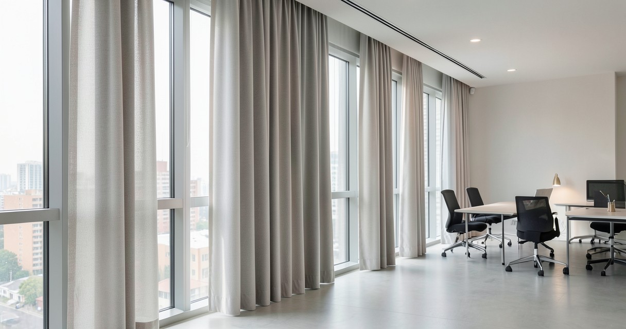 Draperii în spații de birouri moderne — Designul draperiilor și stilul biroului Draperii în spații de birouri moderne — Designul draperiilor și stilul biroului